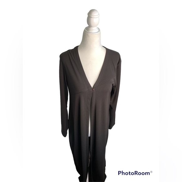 Harve Benard by Benard Holtzman Brown Long Slit Duster Cardigan sz M - Picture 1 of 7